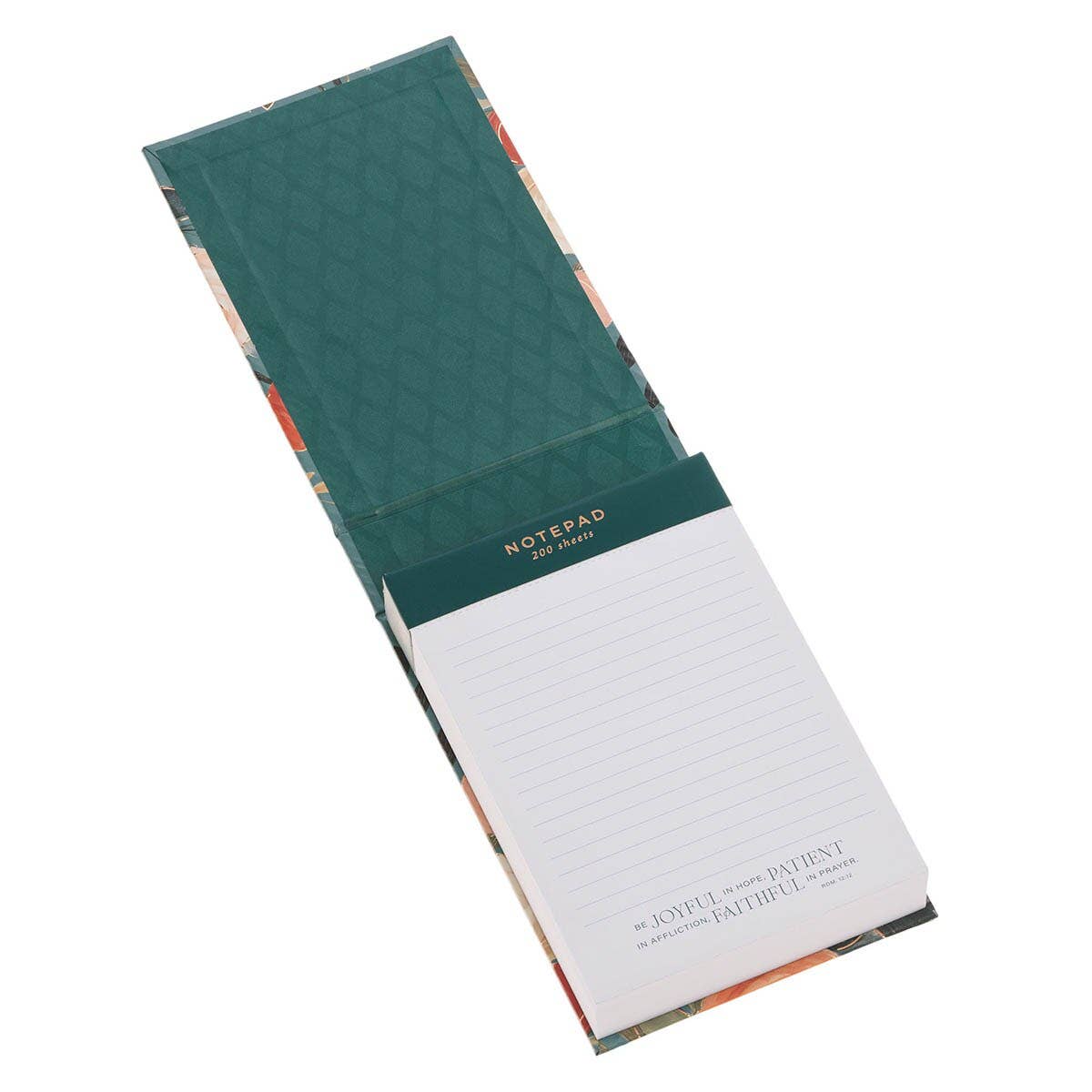 Notepad Hardcover Floral Joyful, Patient, Faithful Rom 12:12