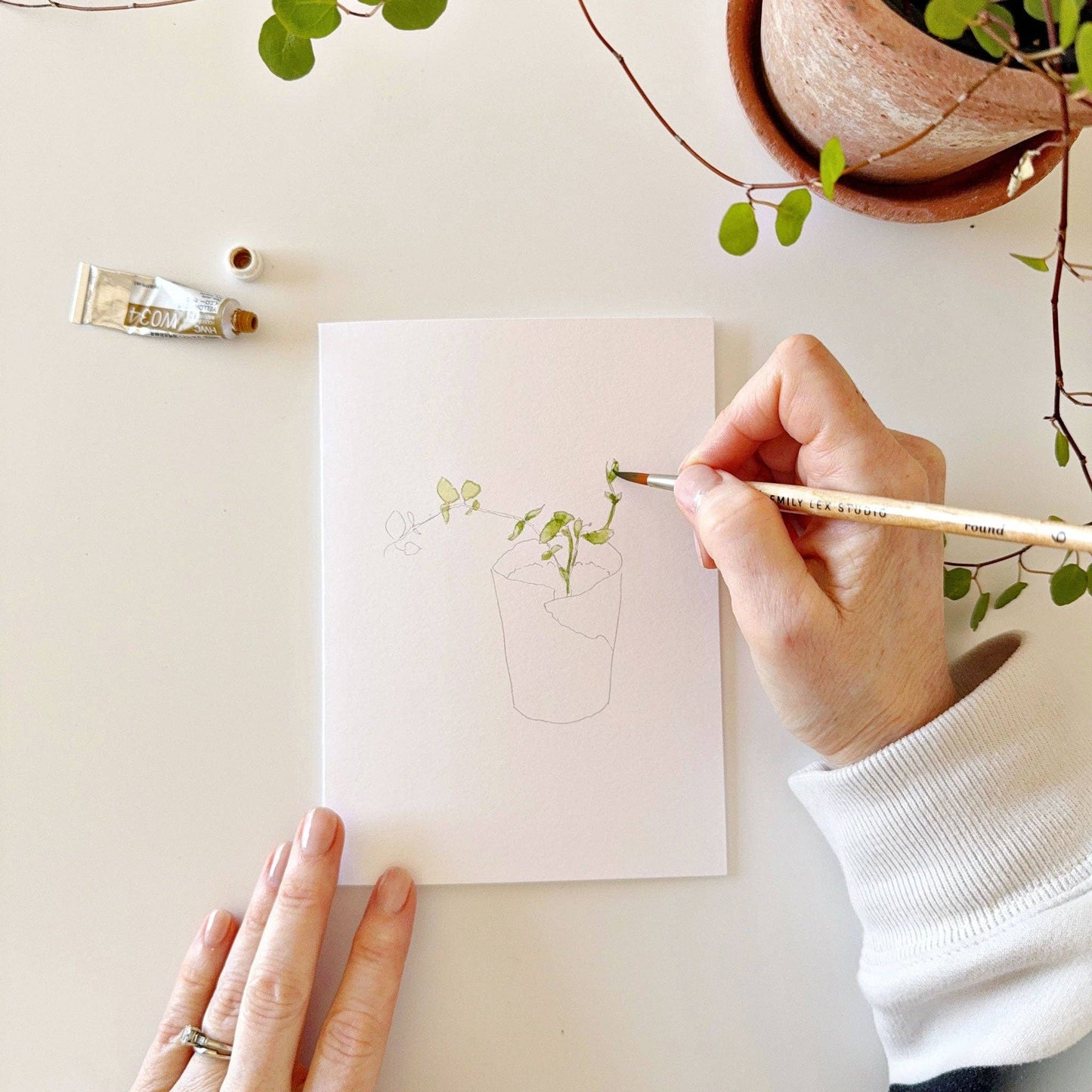 GB Potted Plants Paintable Notecards