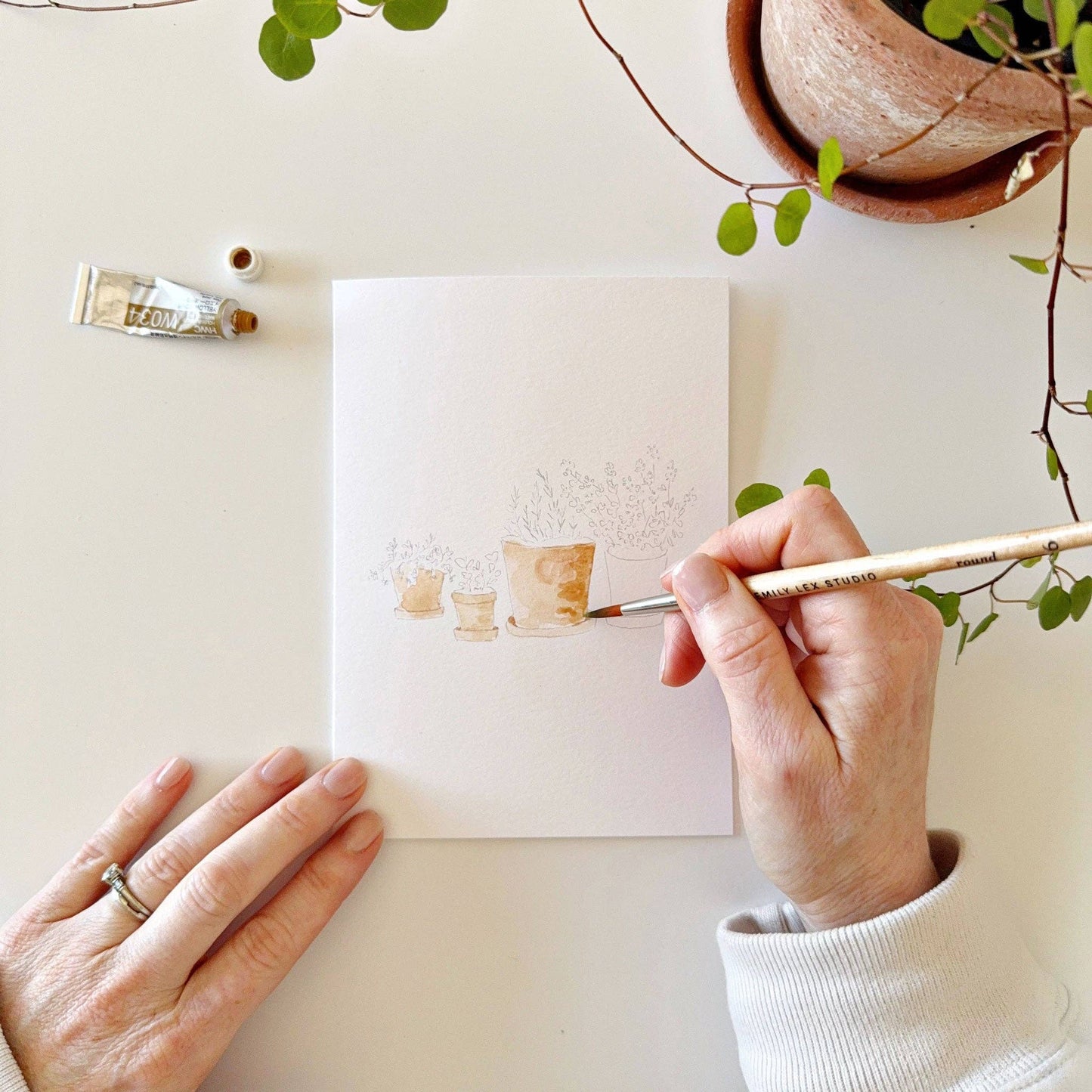 GB Potted Plants Paintable Notecards