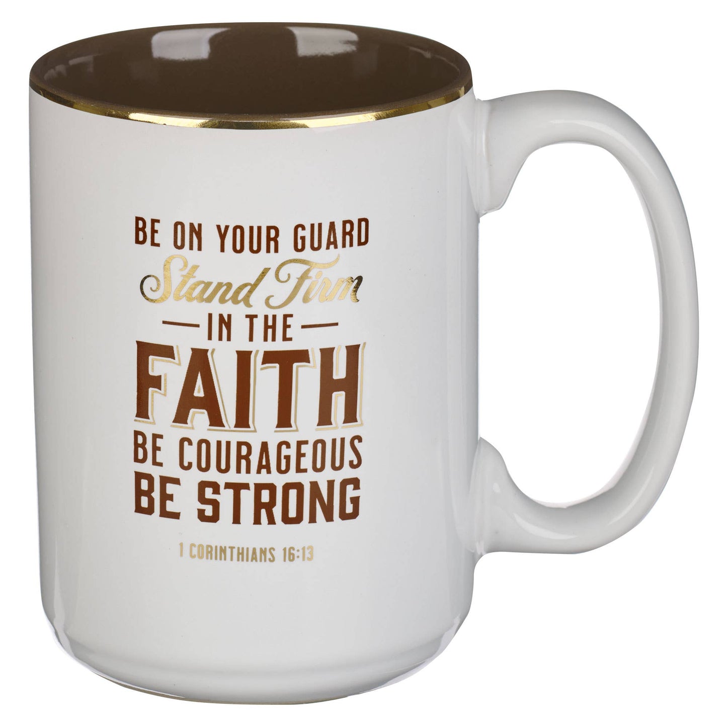 Mug White/Brown Stand Firm in the Faith 1 Cor. 16:13