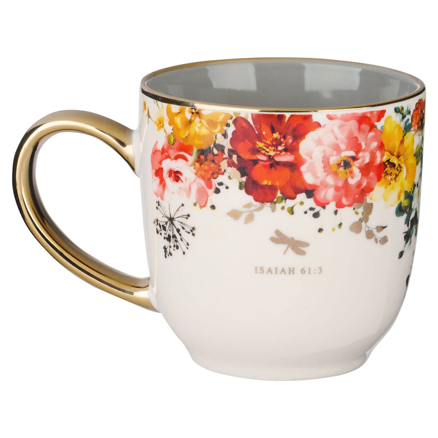 Mug Gray/White Floral Beauty from the Ashes Isa. 61:3