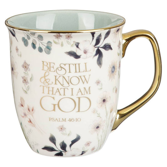 Mug Teal Floral Be Still Ps. 46:10
