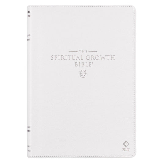 NLT, The Spiritual Growth Bible Full-grain Leather, White