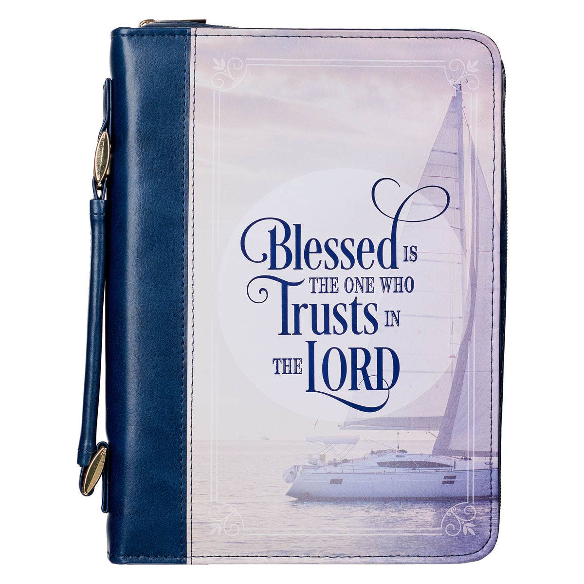 Bible Cover Classic Blue/Sailboat Printed Blessed Jer. 17:7