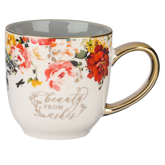 Mug Gray/White Floral Beauty from the Ashes Isa. 61:3