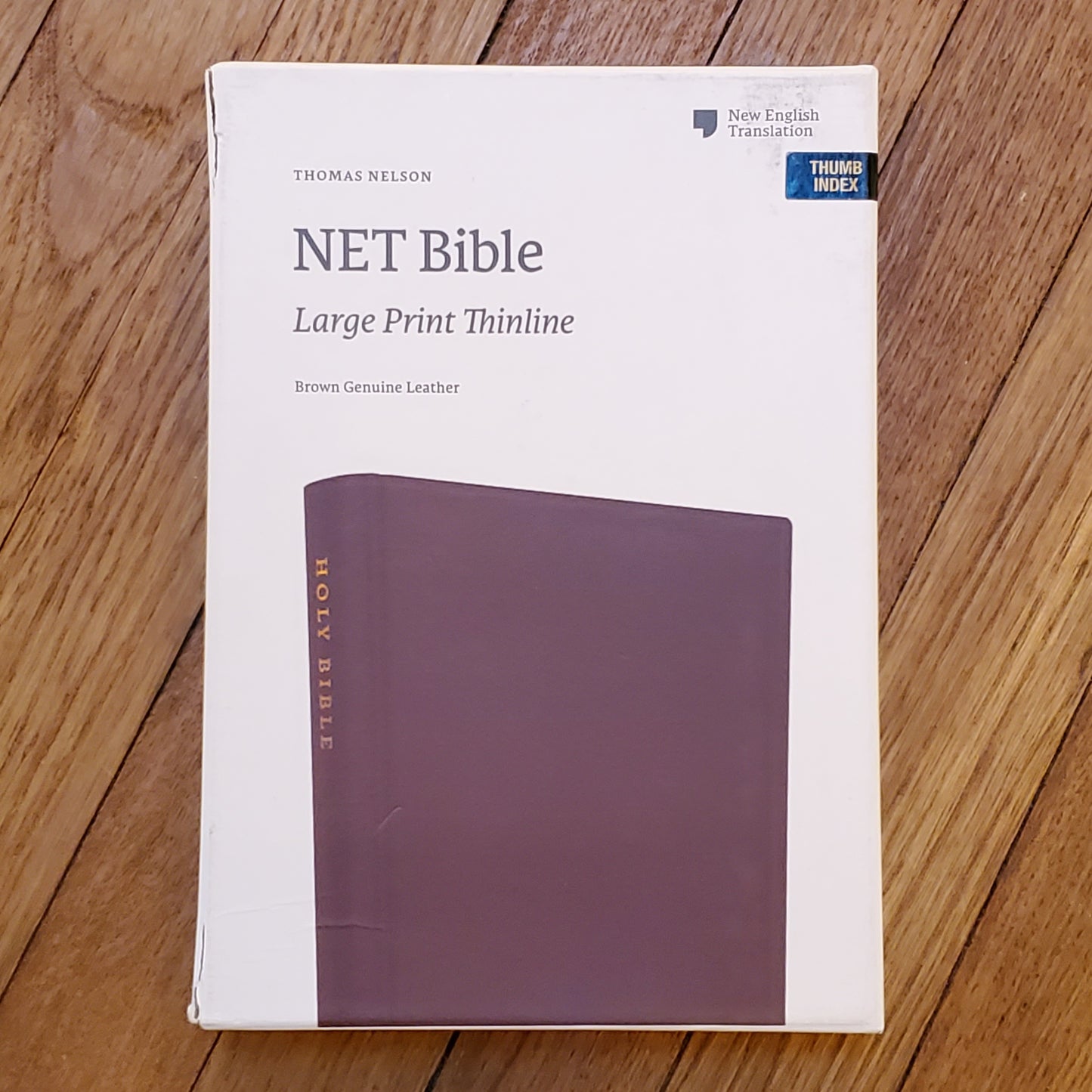 GB NET Bible Large Print Thinline, Thumb Indexed, Genuine Leather, Brown