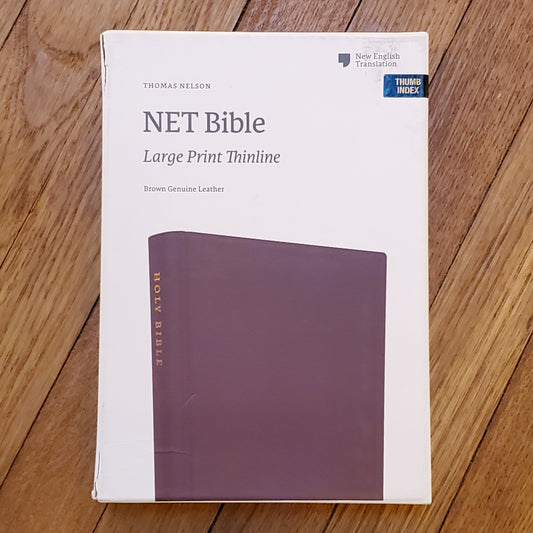 GB NET Bible Large Print Thinline, Thumb Indexed, Genuine Leather, Brown