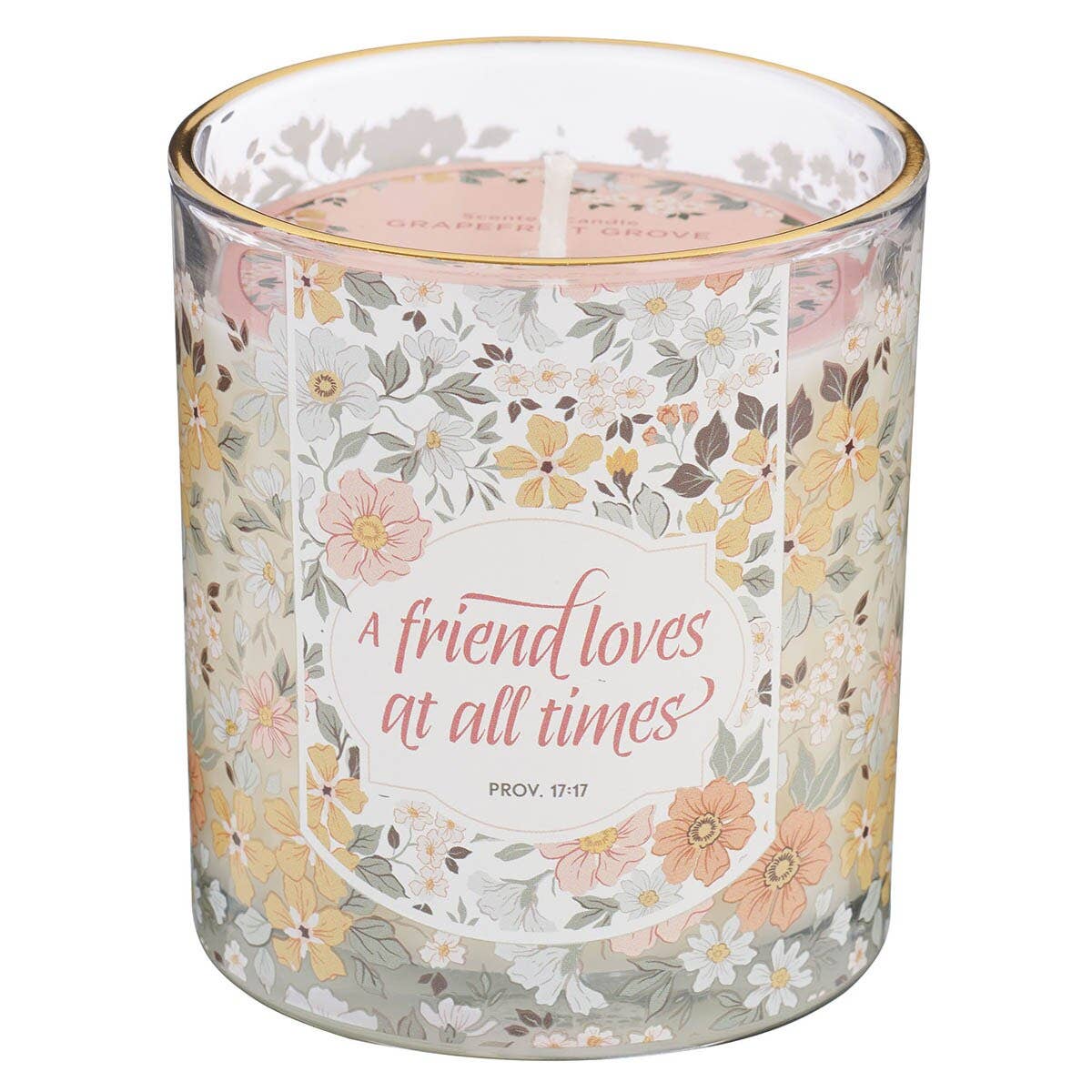 Glass Candle Peach A Friend Loves At All Times Prov. 17:17