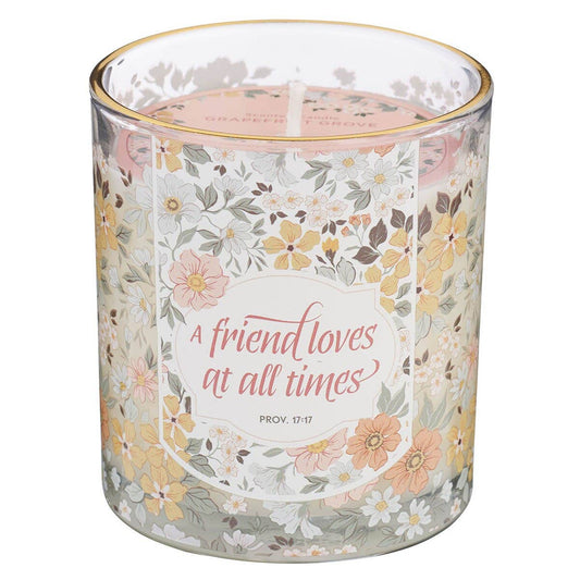Glass Candle Peach A Friend Loves At All Times Prov. 17:17