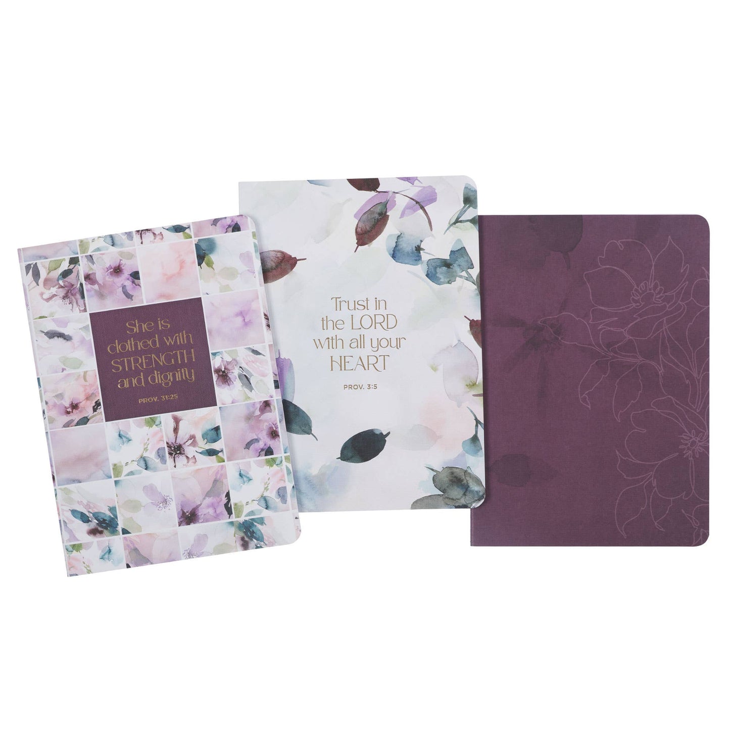 Notebook Set 3pc Strength and Dignity Purple Floral Prov 31: