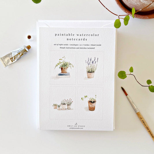 GB Potted Plants Paintable Notecards