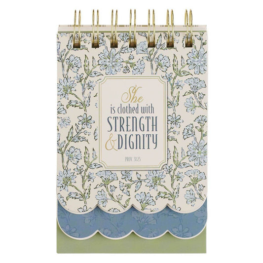 Spiral Notepad SM Blue Floral Strength & Dignity Prov 31:25