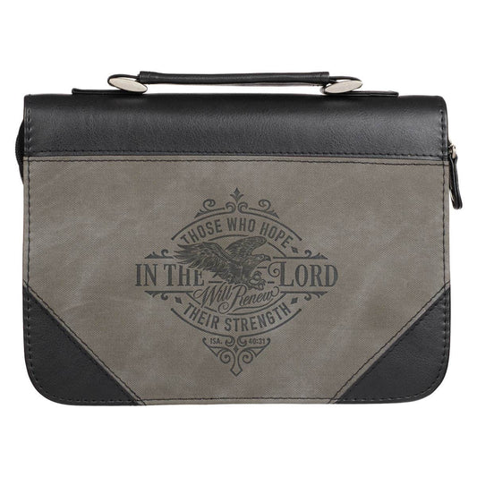 Bible Cover Classic Gray/Black Hope in the Lord Isa. 40:31