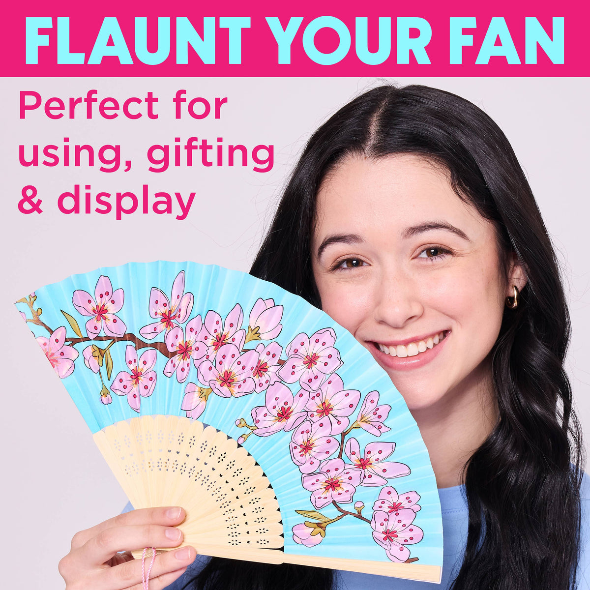 Paper Fan Painting Kit for Kids - Cherry Blossoms
