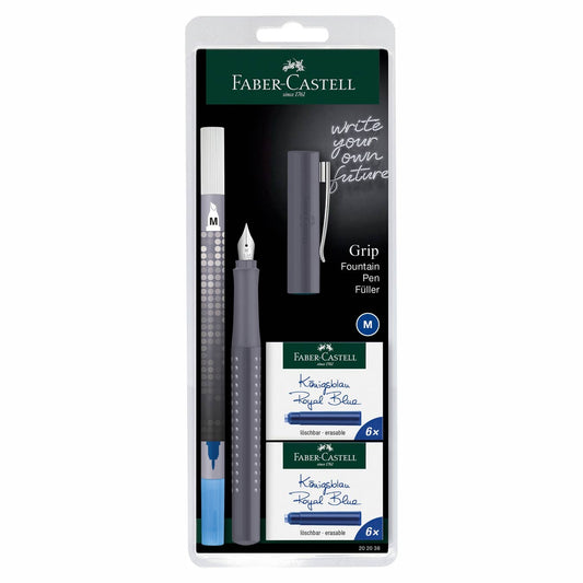 Grip 2010 Gray Fountain Pen with Ink Cartridges Blistercard
