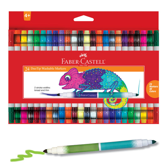 24 DuoTip Washable Markers for Kids: 48 Colors
