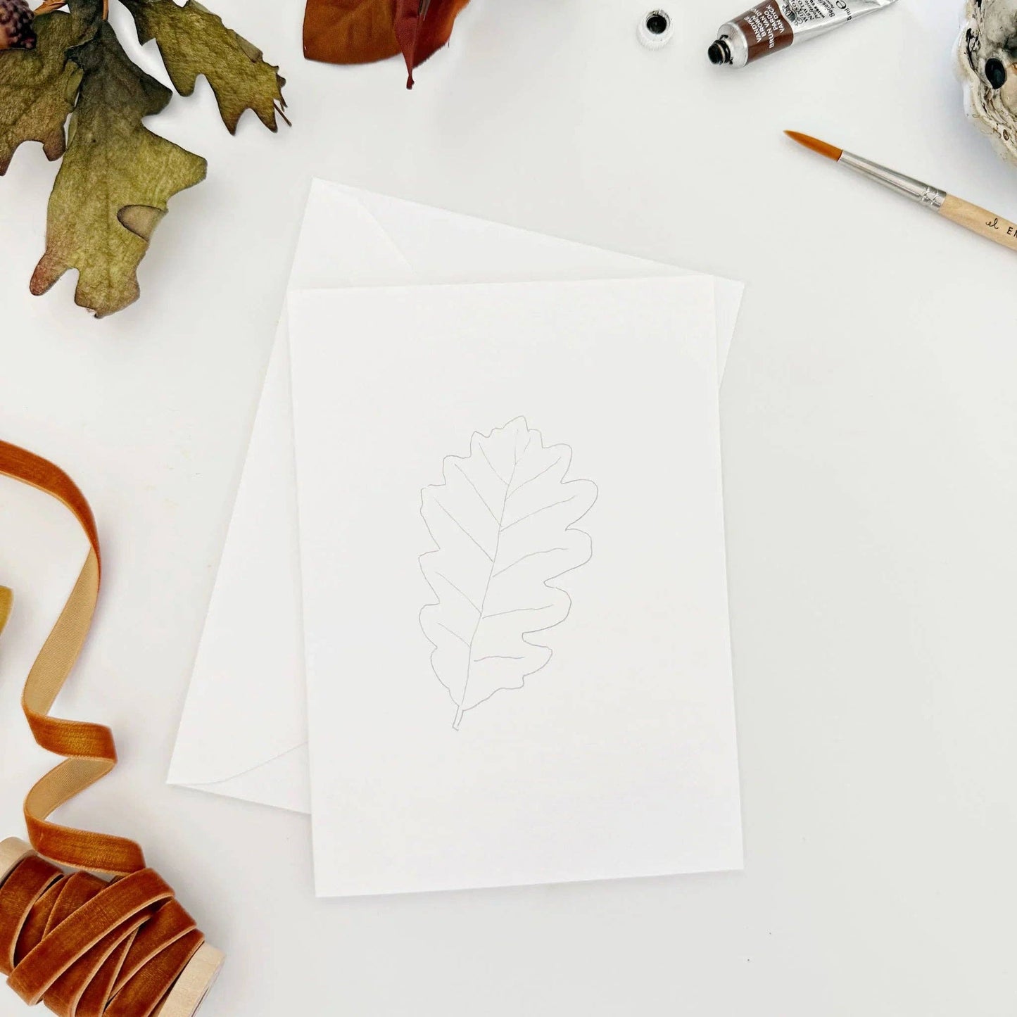Fall Leaves Paintable Watercolor Notecard Set