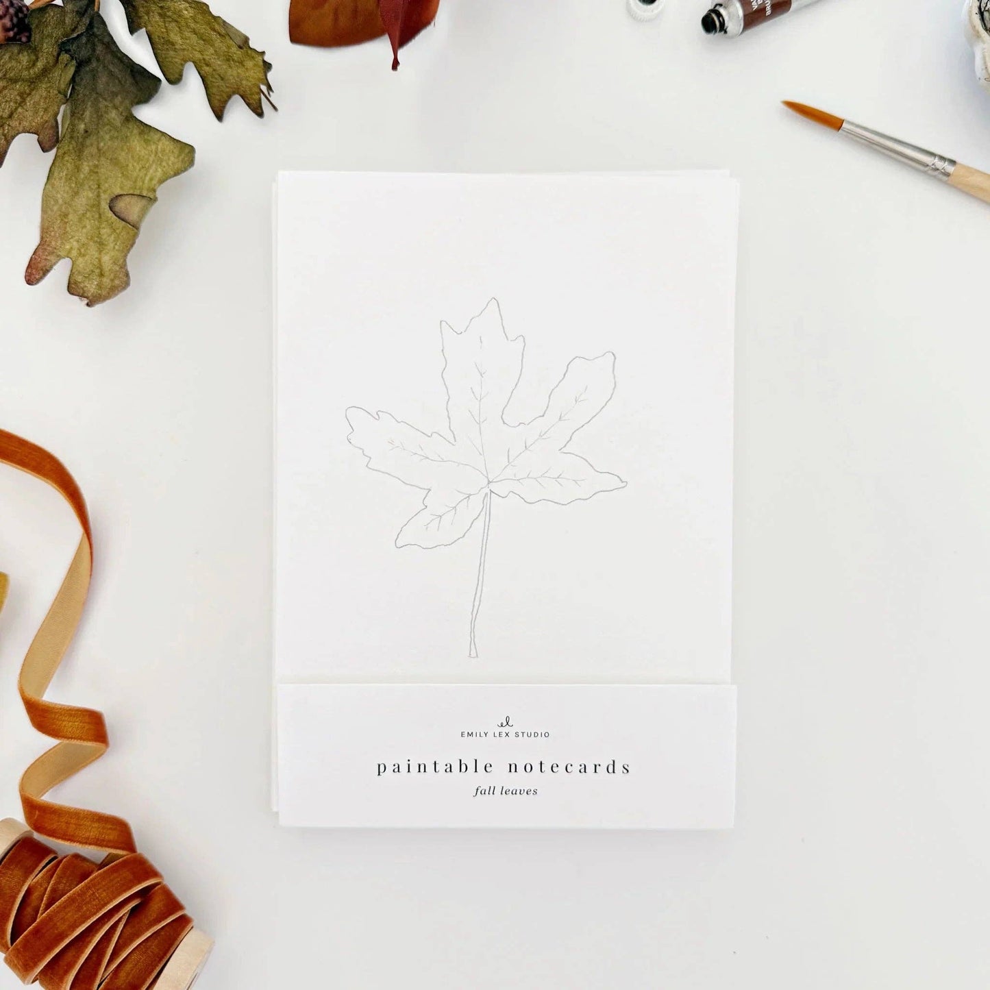 Fall Leaves Paintable Watercolor Notecard Set
