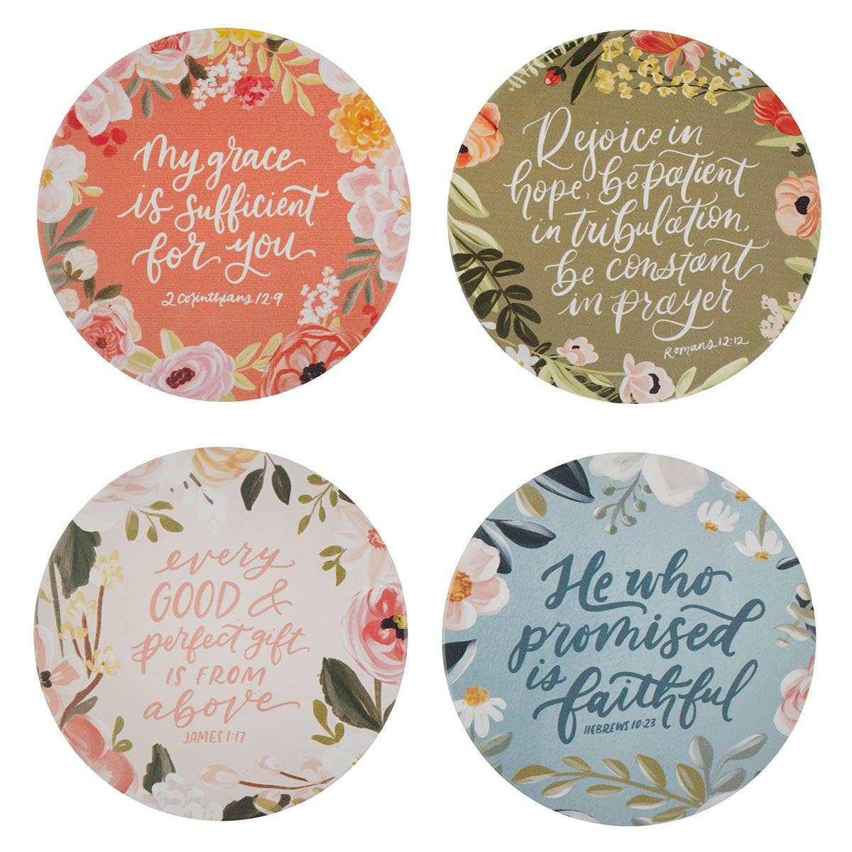 Assorted Ceramic Coaster Set 4 pc Faithful Florals