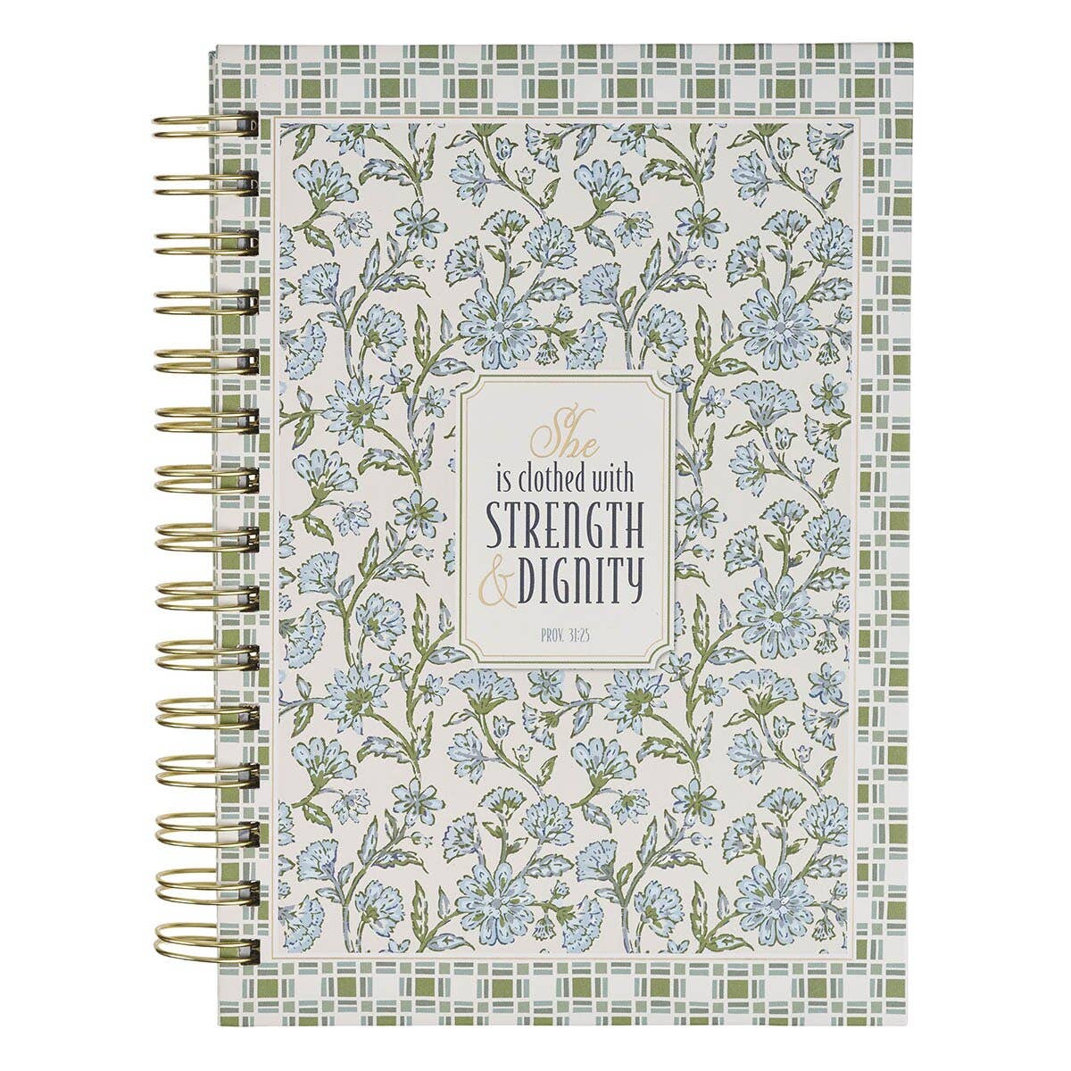 Journal Spiral Blue Floral Strength And Dignity Prov. 31:25