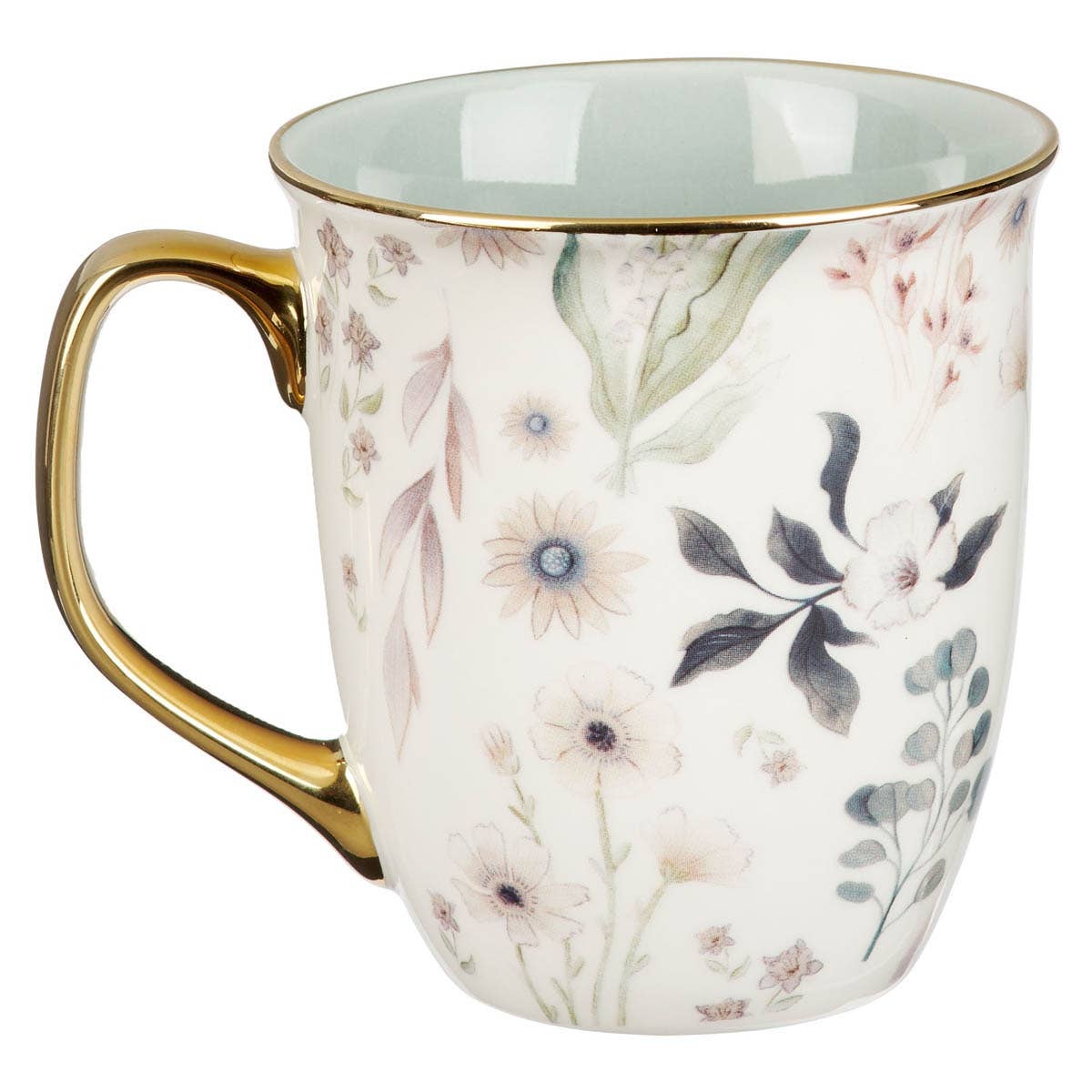 Mug Teal Floral Be Still Ps. 46:10