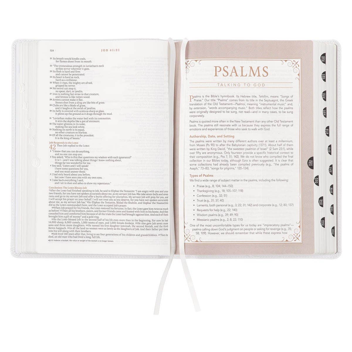 NLT, The Spiritual Growth Bible Full-grain Leather, White
