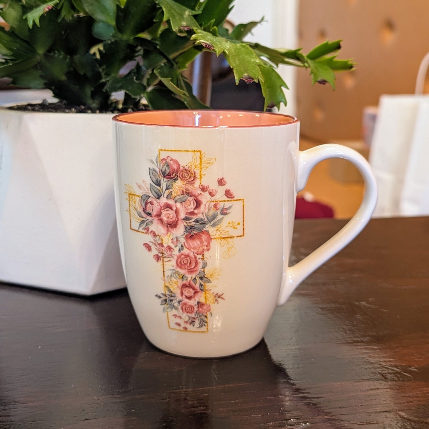 Mug - Pink Floral Cross Mug