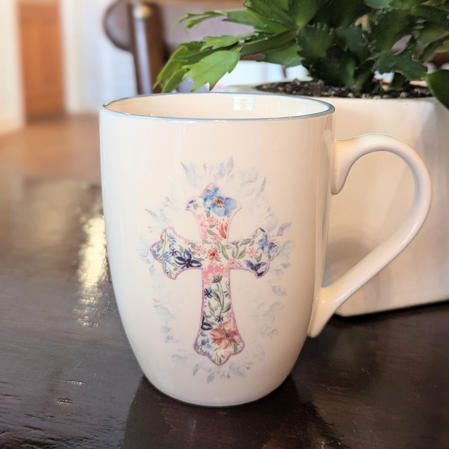 Mug - Blue Floral Cross Mug