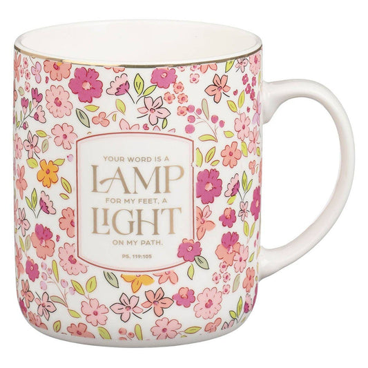 Mug Pink Floral Your Word Is A Lamp for My Feet Ps. 119:105