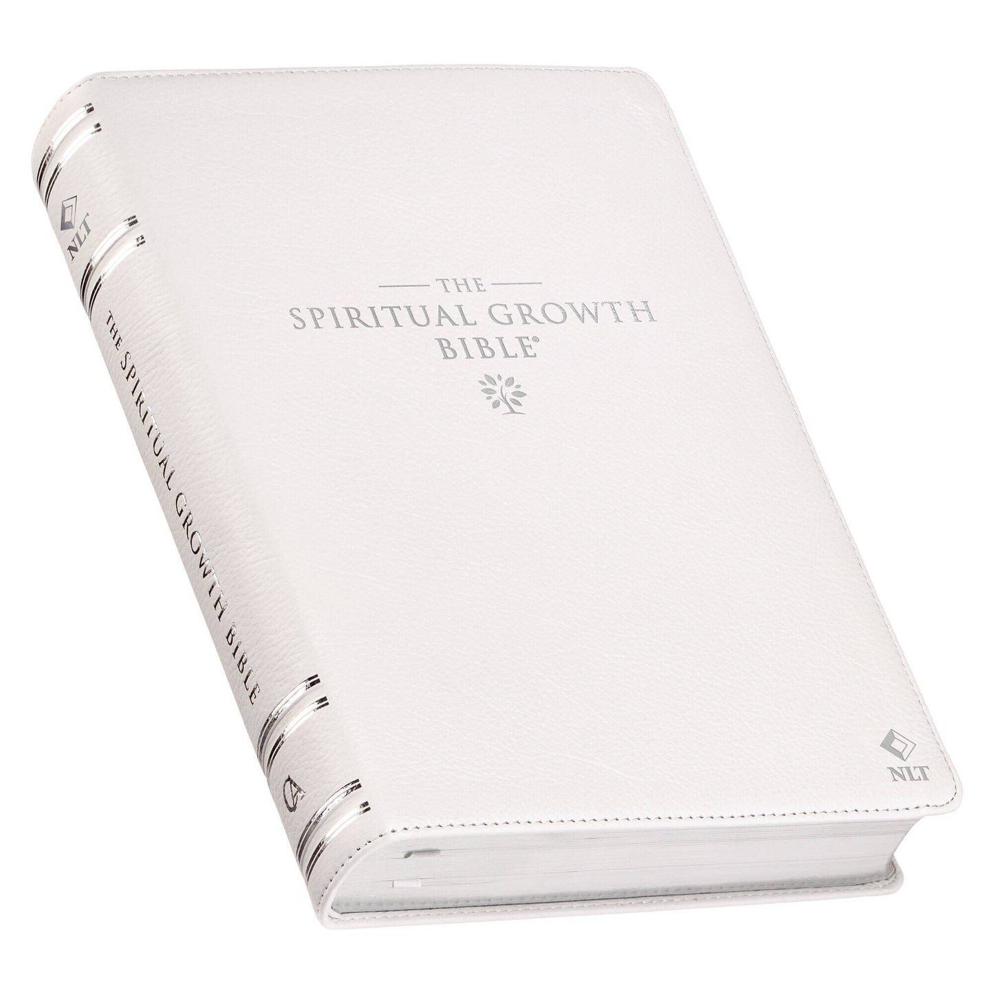 NLT, The Spiritual Growth Bible Full-grain Leather, White