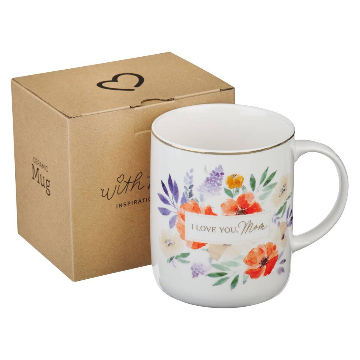Mug Ivory Floral I Love You, Mom