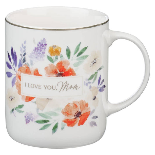 Mug Ivory Floral I Love You, Mom