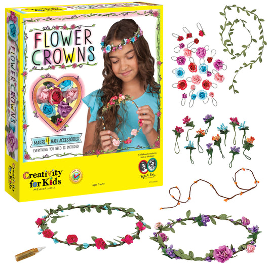 Creativity for Kids Flower Crowns kit with packaging and accessories on a white background