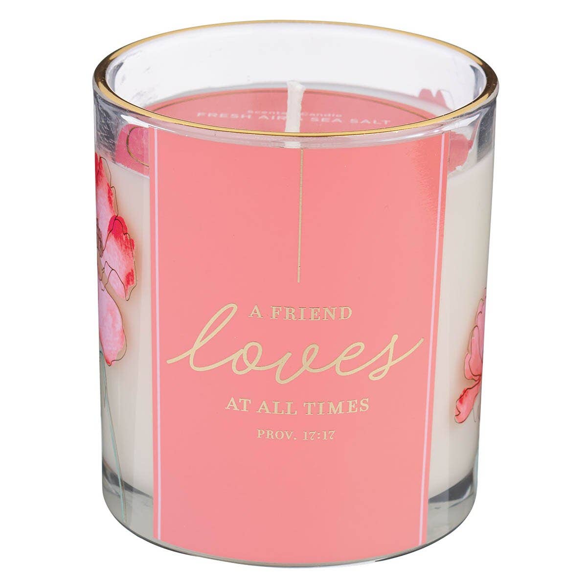 Glass Candle Pink A Friend Loves At All Times Prov. 17:17