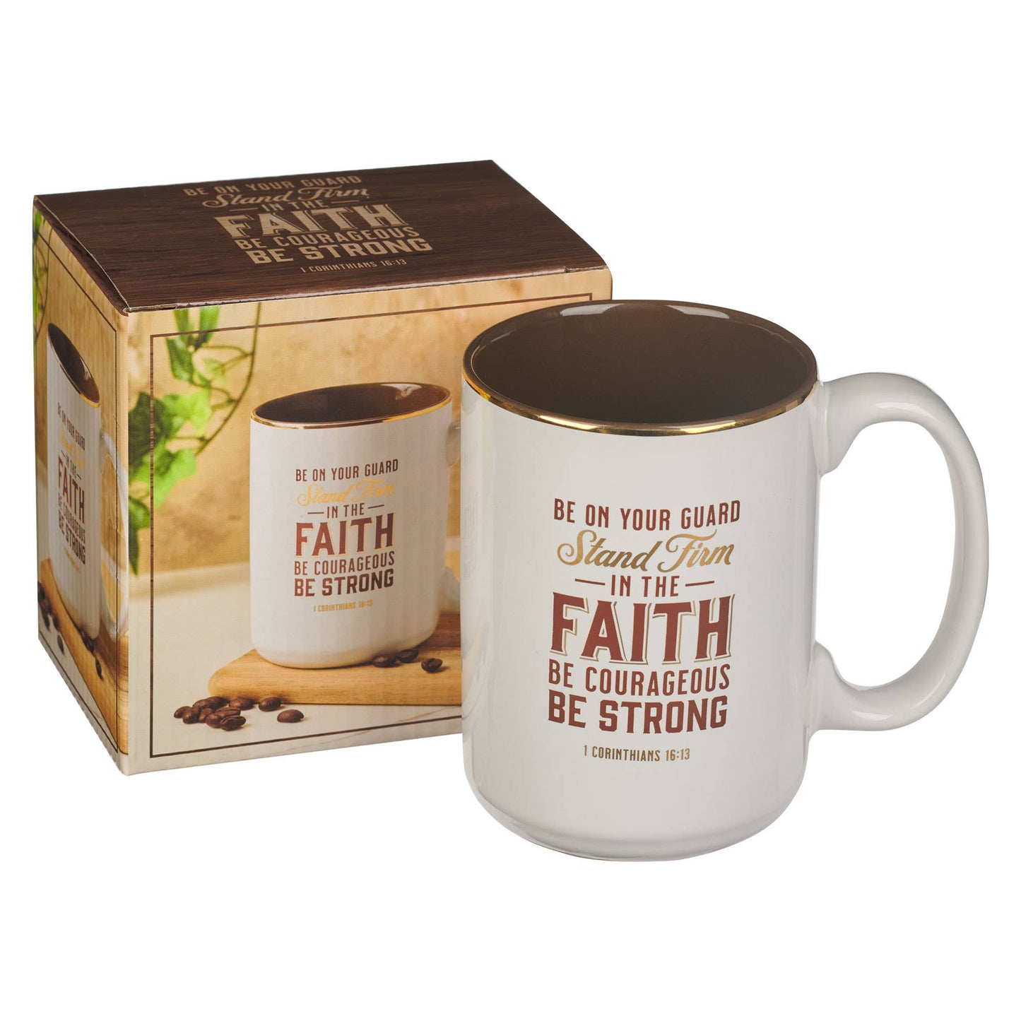 Mug White/Brown Stand Firm in the Faith 1 Cor. 16:13