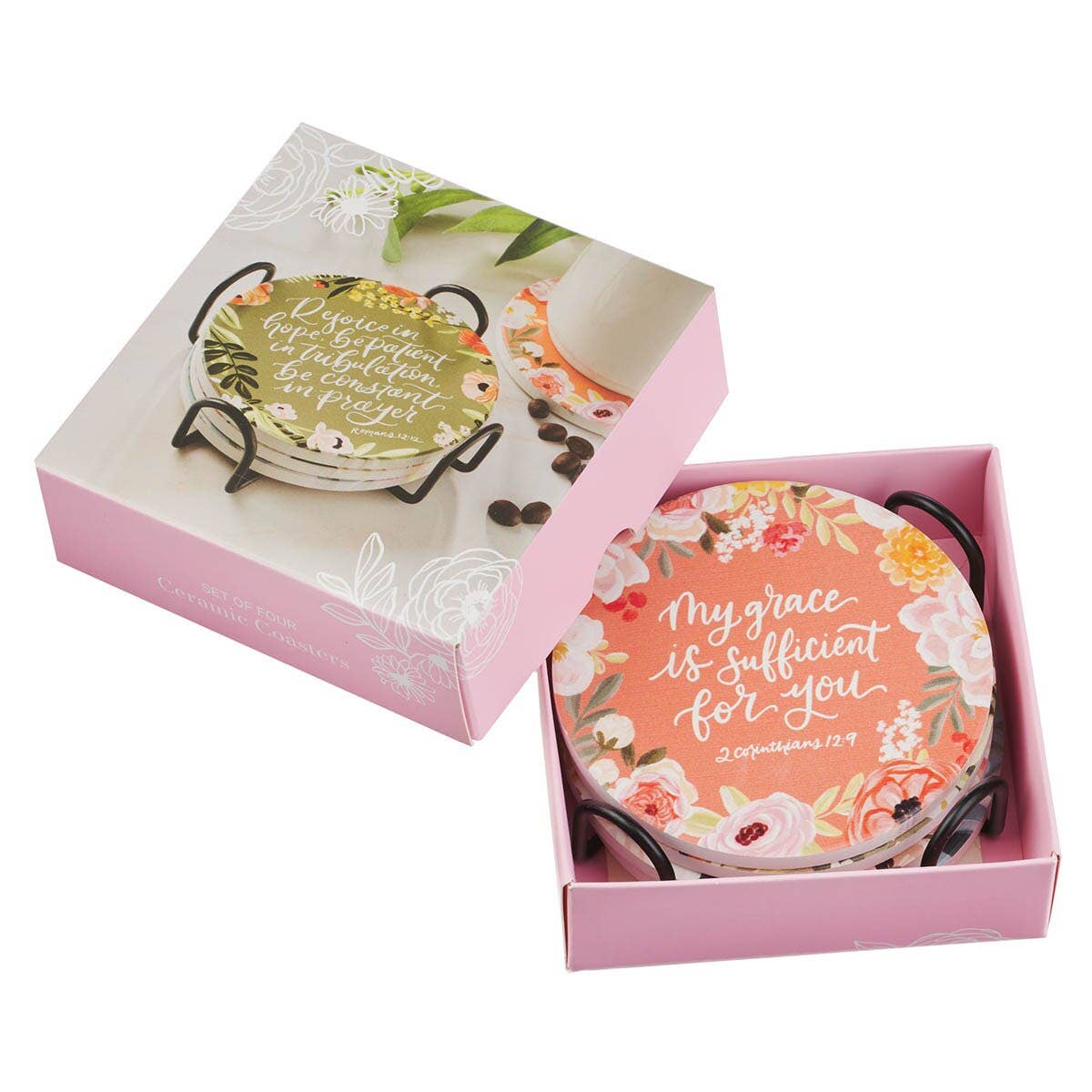 Assorted Ceramic Coaster Set 4 pc Faithful Florals