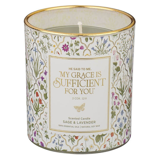 Glass Candle My Grace Is Sufficient 2 Cor. 12:9