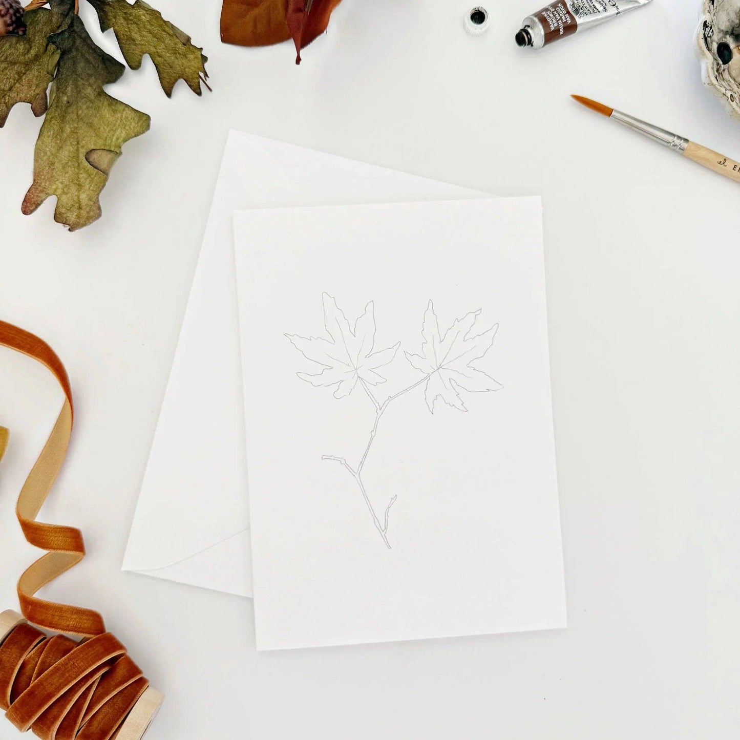 Fall Leaves Paintable Watercolor Notecard Set