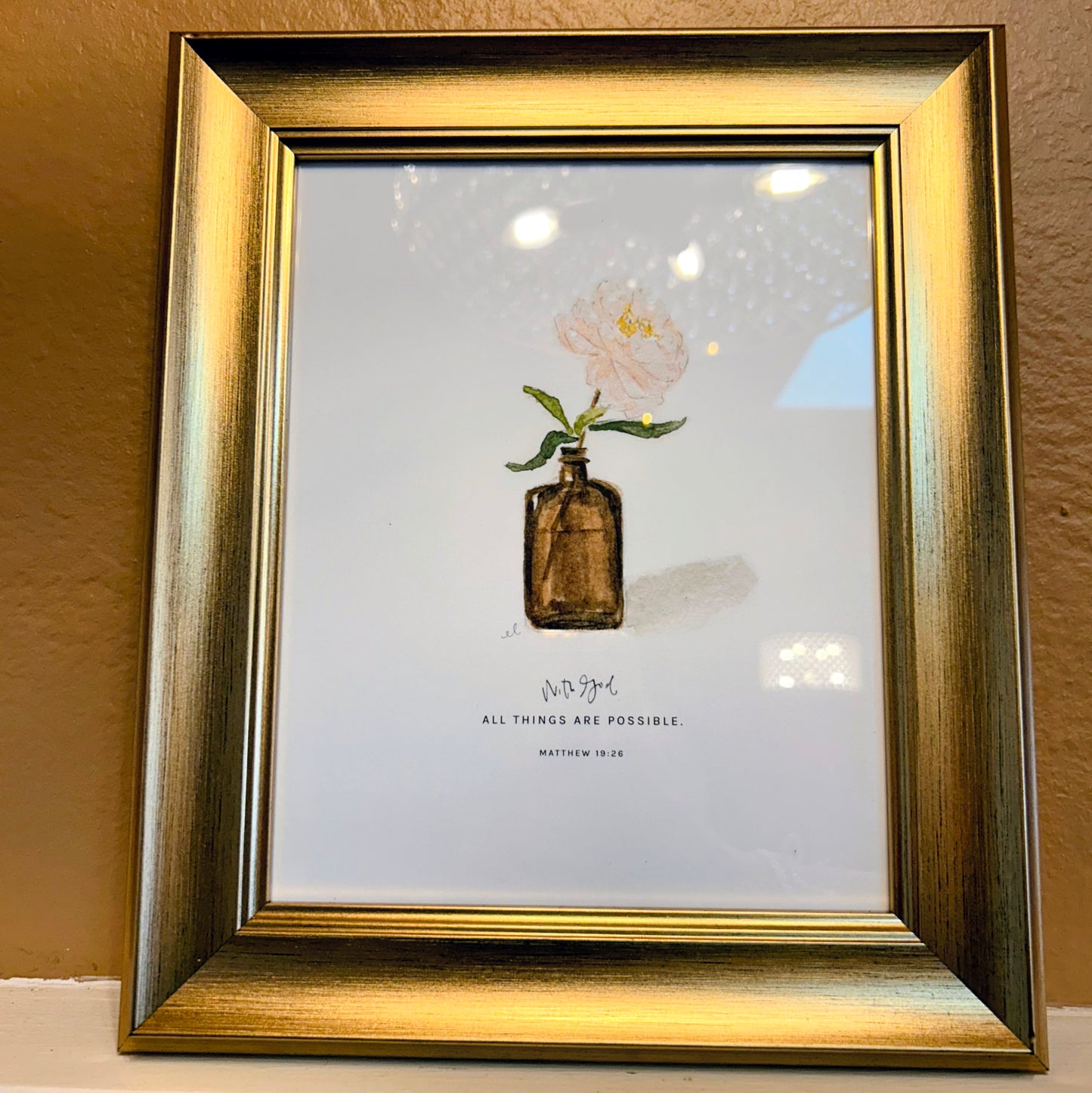 Matthew 19:26 Peony Scripture Print